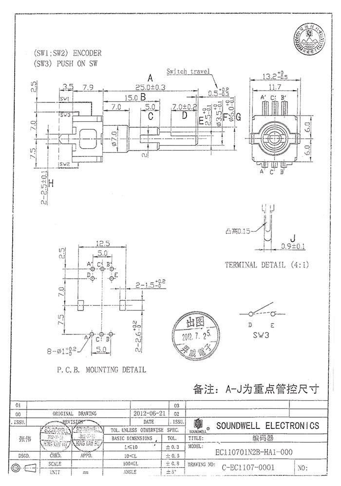編碼開關(guān)&nbsp;ec11規(guī)格書